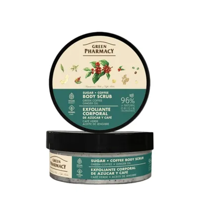 Green Pharmacy Zielona Kawa i Olejek Imbirowy, Cukrowo-kawowy peeling do ciała