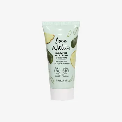 Oriflame Love Nature ,Hydrating Face Cream with Organic Aloe Vera & Pineapple (Nawilżający krem do twarzy z organicznym aloesem i ananasem)