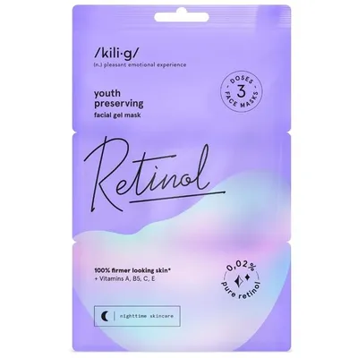 Kili·g Retinol, Youth Preserving, Facial Gel Mask (Żelowa maska do twarzy z retinolem)