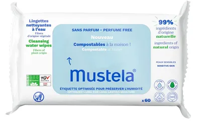 Mustela Cleansing Water Wipes (Kompostowalne chusteczki oczyszczające z wodą)