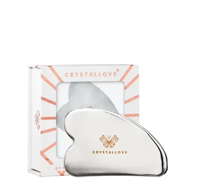 CrystalLove Cryo Ice, Płytka do masażu twarzy gua sha ze stali nierdzewnej