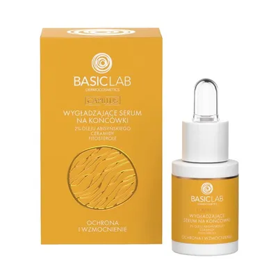 BasicLab Dermocosmetics Ochrona i wzmocnienie, 2% oleju abisyńskiego, ceramidy, fitosterole, Wygładzające serum na końcówki