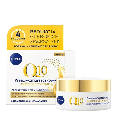 Nivea Q10 Power, Anti-wrinkle + Extra Nourishing Day Cream SPF 15 (Krem  do twarzy `Przeciwzmarszczkowy + ekstra odżywienie`)