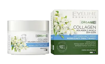 Eveline Cosmetics Organic Collagen, Liftingujący krem modelujący owal twarzy `Kolagen z akacji i żeń-szeń`