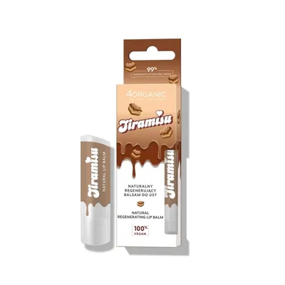 4Organic Tiramisu, Naturalny regenerujący balsam do ust (nowa wersja)