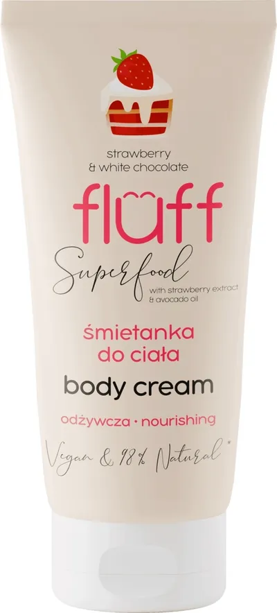 Fluff Superfood,Truskawka z białą czekoladą, Odżywcza śmietanka do ciała