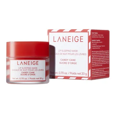 Laneige Candy Cane, Lip Sleeping Mask (Maseczka do ust na noc  o zapachu laski cukrowej)