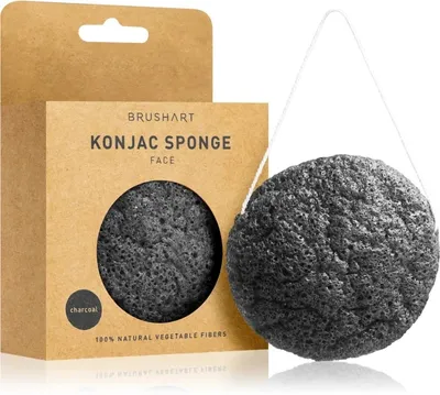 BrushArt Home Salon, Konjac Sponge with Charcoal (Gąbka delikatnie złuszczająca do twarzy do cery tłustej i problematycznej)