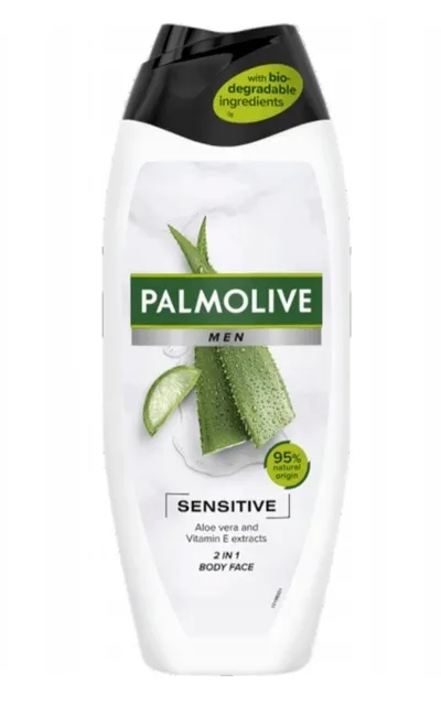 Palmolive Men, Sensitive, Aloe Vera and Vitamin E, Body & Face Gel 2 in1 (Aloes i Witamina E, Żel 2w1  do mycia ciała i twarzy dla mężczyzn)
