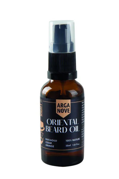 Arganove Oriental Beard Oil (Oriental, Naturalny olejek do brody z paczulą, cedrem i pomarańczą)