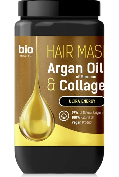 Bio Naturell Argan Oil of Morocco & Collagen, Ultra Energy Hair Mask (Nawilżająca maska do włosów)