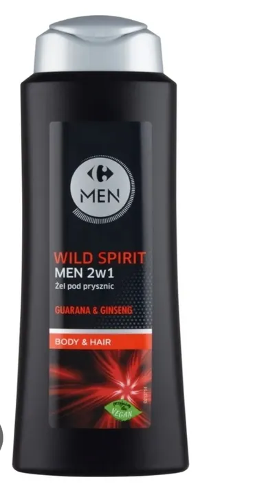 Carrefour Men, Wild Spirit, Guarana & Ginseng, Shower Gel 2 in 1 (Żel pod prysznic dla mężczyzn 2w1)