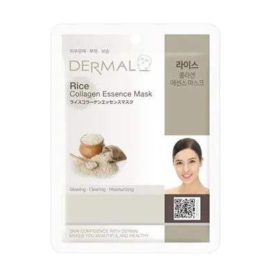 Dermal Korea Rice, Collagen Essence Mask (Kolagenowa maseczka w płachcie z ryżem)