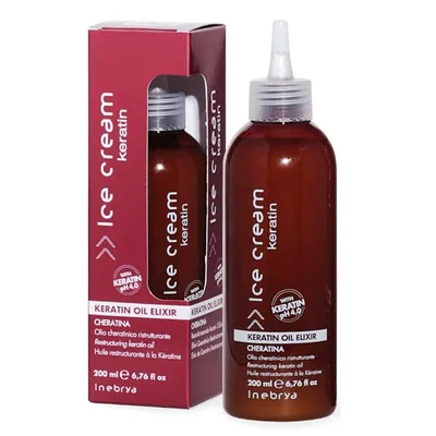 Inebrya Ice Cream, Keratin Oil Elixir (Regenerujący olejek do włosów zniszczonych)