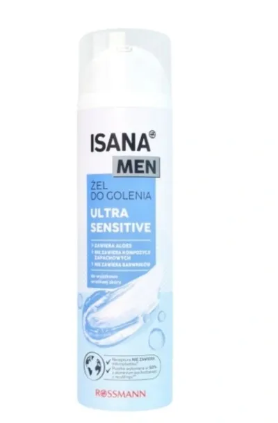 Isana Men, Ultra Sensitive, Żel do golenia dla skóry wrażliwej (nowa wersja)