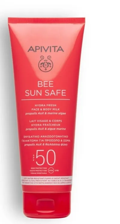 Apivita Bee Sun Safe, Hydra Fresh Face & Body Milk SPF50 (Mleczko do opalania twarzy i ciała SPF50)