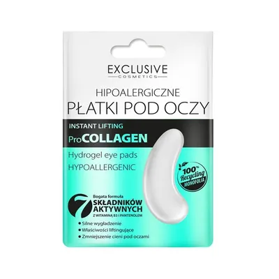 Exclusive Cosmetics Hypoallergenic, Pro Collagen, Hydrogel Eye Pads (Hipoalergiczne płatki pod oczy z kolagenem)