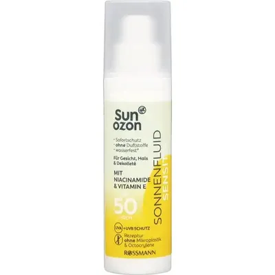 SunOzon Sensitive, Sun Fluid with Niacinamide & Vitamin E SPF50 (Niacyniamid i Witamina E, Fluid przeciwsłoneczny SPF50)