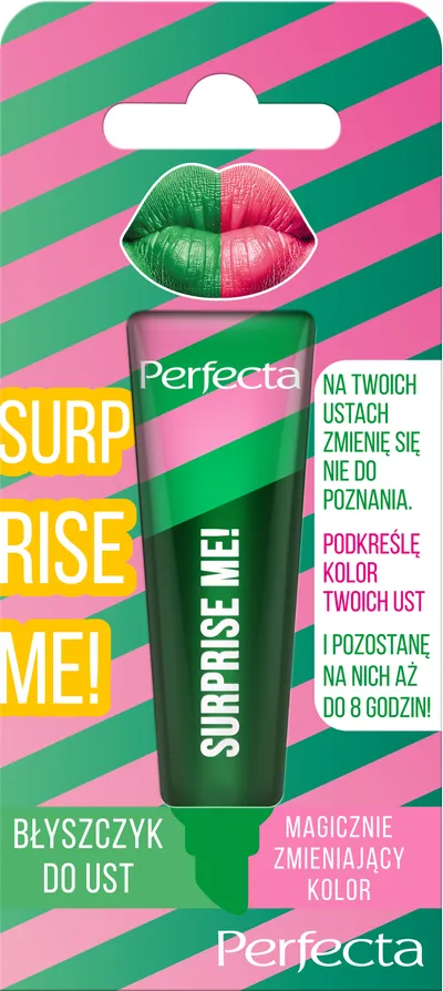 Perfecta Surprise Me! Green, Błyszczyk do ust magicznie zmieniający kolor