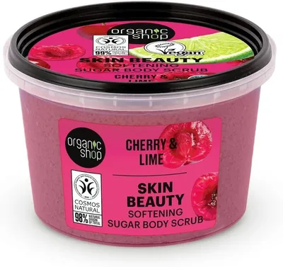 Organic Shop Cherry & Lime, Skin Beauty Softening Sugar Body Scrub (Wiśnia i Limonka, Scrub do ciała)