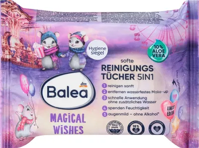 Balea Magical Wishes, Makeup Remover Wipes 5in1 (Chusteczki do demakijażu)