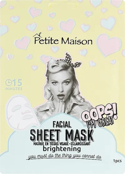 Petite Maison Oops!My Great, Braghtening Facial Sheet Mask (Rozjaśniająca maska do twarzy w płachcie)
