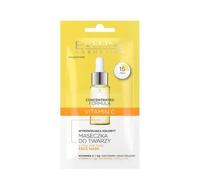 Eveline Cosmetics Concentrated Formula, VItamin C, Evens Skin Tone, Face Mask (Skoncentrowana formuła, Maseczka do twarzy wyrównująca koloryt z witaminą C)