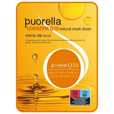 Puorella Coenzym Q10, Natural Sheet Mask (Odżywcza maska w płachcie z koenzymem Q10)