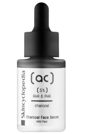 Skincyclopedia Charocal, 5% AHA+PHA Complex Serum (Złuszczające serum do twarzy z aktywnym węglem drzewnym)