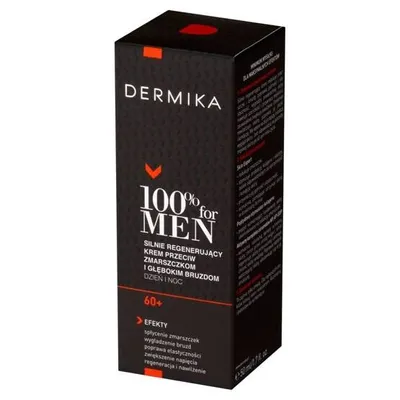 Dermika 100% for Men, Silnie regenerujący krem przeciw zmarszczkom i głębokim bruzdom 60+