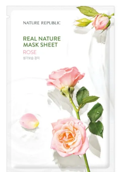 Nature Republic Rose, Real Nature Sheet Mask (Róża, Maska do twarzy w płachcie)