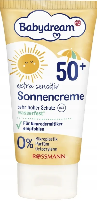Babydream Extra Sensitive, Sun Cream SPF50+ (Wodoodporny krem do opalania SPF50+)