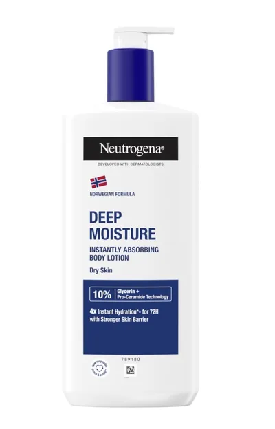 Neutrogena Deep Moisture, 10% Glicerin Instantly Absorbing Body Lotion (Głęboko nawilżający balsam do ciała z 10% gliceryną)
