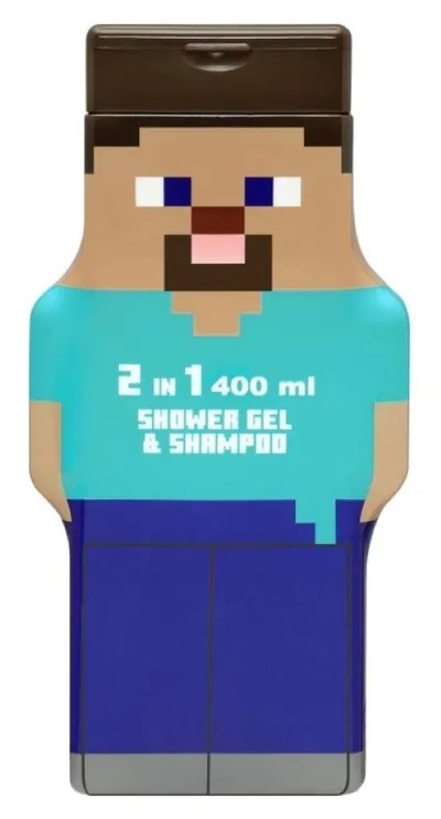 Air-Val International Minecraft, Steve, Shower Gel & Shampoo for Kids 2 in 1 (Minecraft, Żel pod prysznic i szampon dla dzieci 2w1)