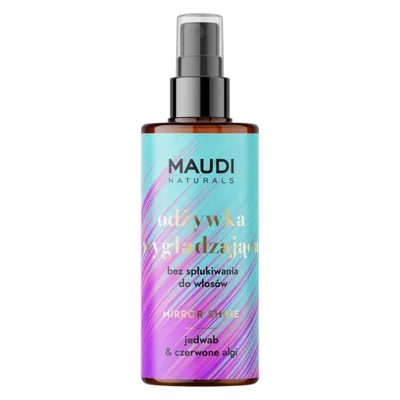 Maudi Naturals Mirror Shine, Jedwab i Czerwone Algi, Odżywka wygładzająca bez spłukiwania do włosów