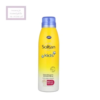 Boots Soltan Kids, Hipoalergiczny spray przeciwsłoneczny SPF50