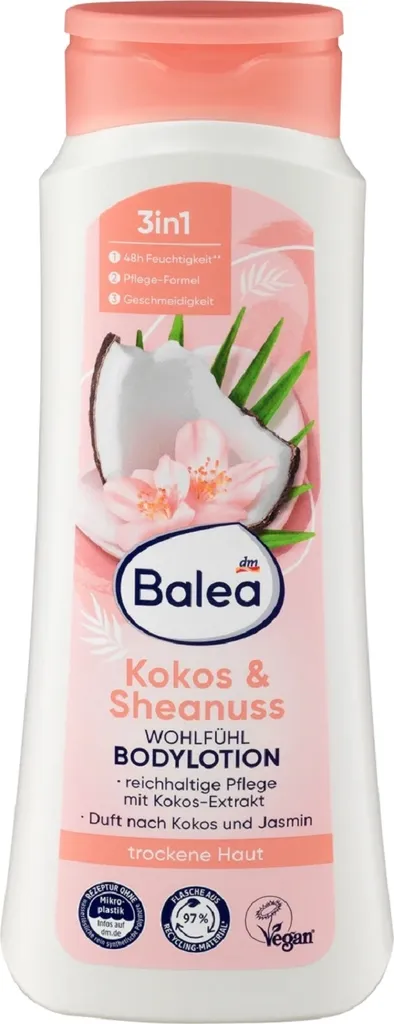 Balea Coconut & Shea Body Lotion 3 in 1 (Kokos & orzechy shea, Balsam do ciała  3w1 (nowa wersja))