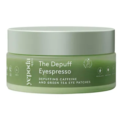Yepoda The Depuff Eyespresso, Depuffing Caffeine and Green Tea Eye Patches (Wygładzające płatki pod oczy)