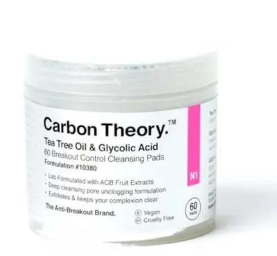 Carbon Theory Tea Tre Oil & Glycolic Acid, Breakout Control Cleansing Pads (Płatki oczyszczające)
