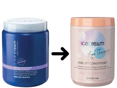 Inebrya Ice Cream, Age Therapy Hair Lift, Conditioner Collagene & Zaffiro (Odżywka odbudowująca z kolagenem i szafirem do włosów dojrzałych, zniszczonych, o porowatej strukturze)