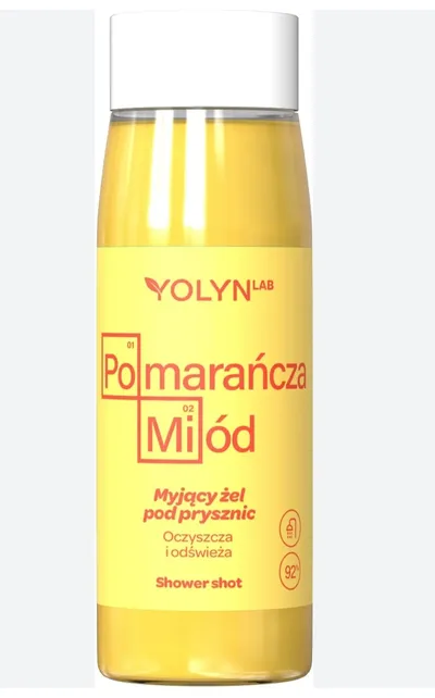 Yolyn Shower Shot, Wegański żel pod prysznic  `Miód + Pomarańcza`