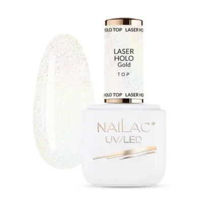 NaiLac Laser Holo Gold Top (Hybrydowy top do paznokci)