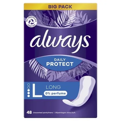 Always Daily Protect, Long Unscented Pantyliners 4 in1 (Bezzapachowe wkładki higieniczne)