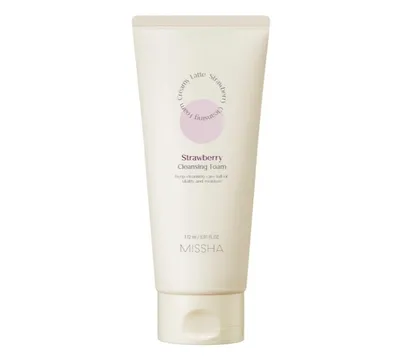 Missha Creamy Latte, Strawberry Cleansing Foam (Truskawka, Kremowa pianka do mycia twarzy)