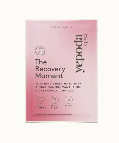 Yepoda The Recovery Moment, Soothing Sheet Mask (Kojąca maseczka w płachcie z kompleksem niacynamidu, pantenolu i nagietka)