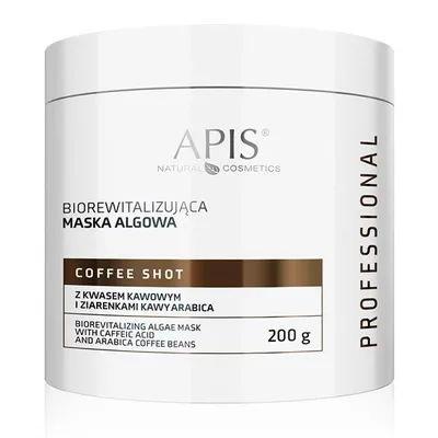 Apis Coffee Shot, Biorewitalizująca maska algowa z kwasem kawowym i ziarenkami kawy Arabica