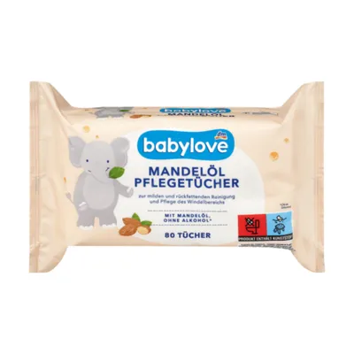 Babylove Alomond, Wet Wipes (Chusteczki pielęgnacyjne z olejkiem migdałowym)