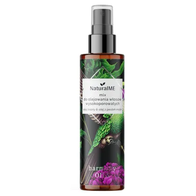 NaturalME Harmony Oils, Olej lniany i olej z pestek malin, Mix do olejowania włosów wysokoporowatych