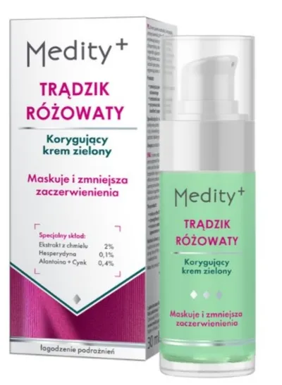 Medity+ Trądzik różowaty, Korygujący krem zielony