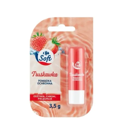 Carrefour Soft ,Truskawka, Łagodząca pomadka do ust